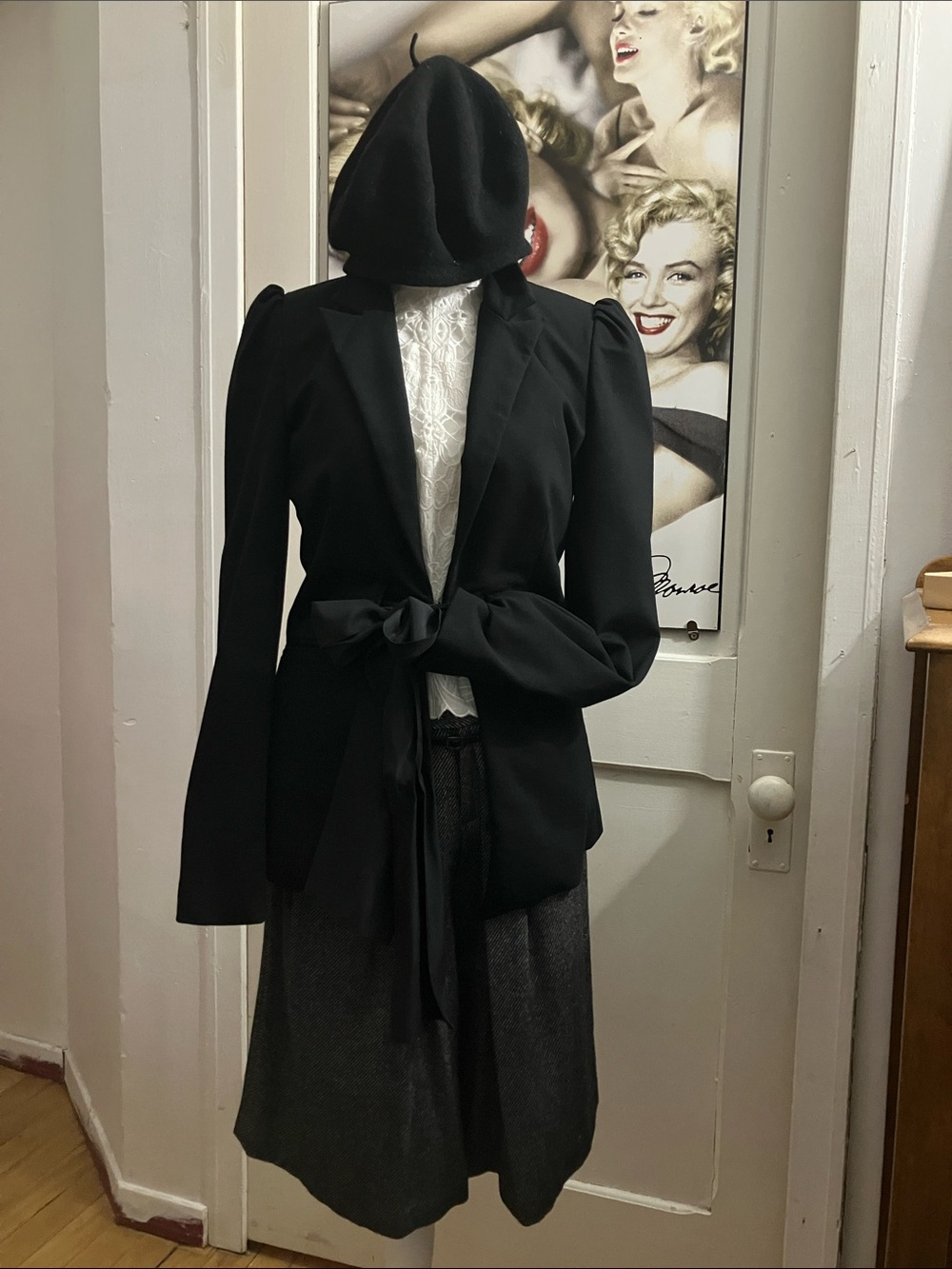 Elizabeth and James Black Belted Tailored Blazer